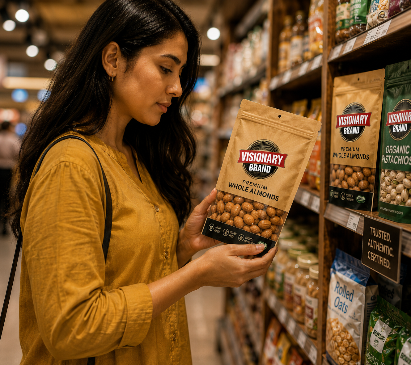 Consumers choosing products in a store