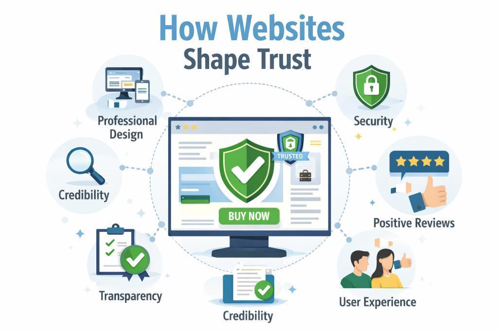 Illustration of the ways a website can shape customer trust