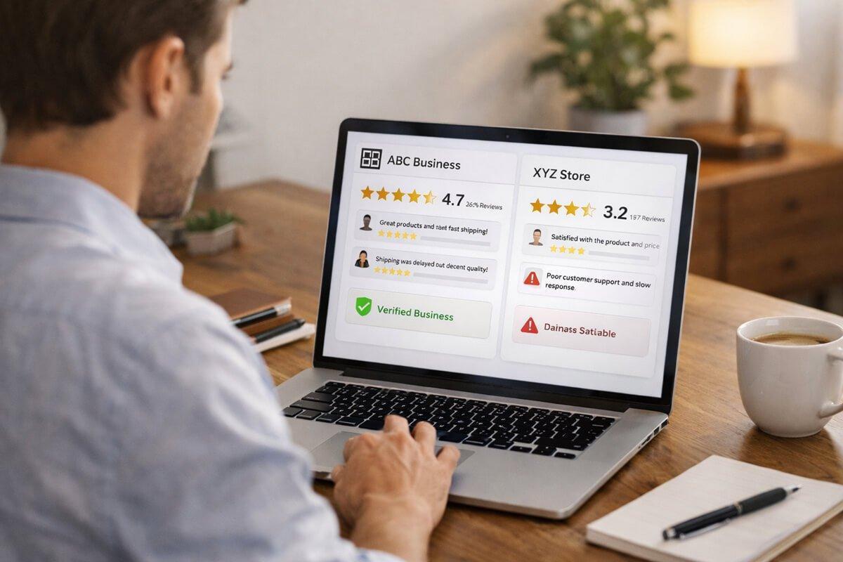 Customer viewing a business website