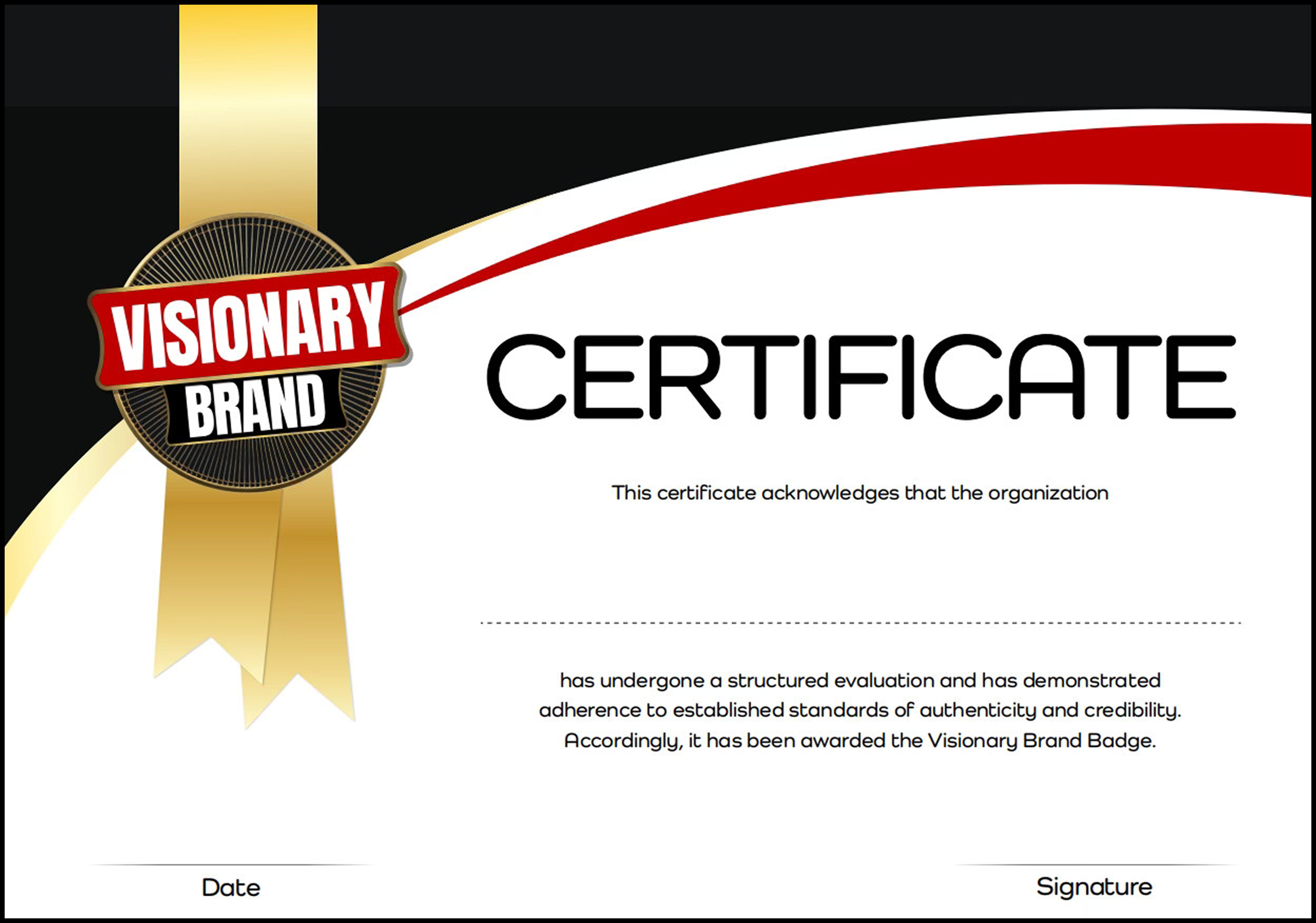 Visionary Brand Certificate